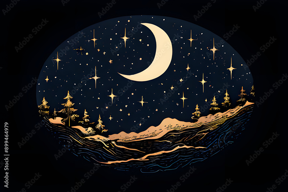 Canvas Prints moon and stars