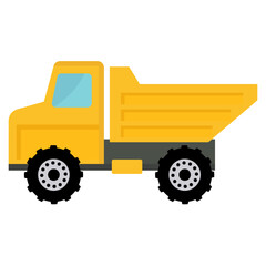 Construction truck flat icon, yellow dump truck vector illustration, cartoon construction vehicles clip art image, isolated on white background © logomimi