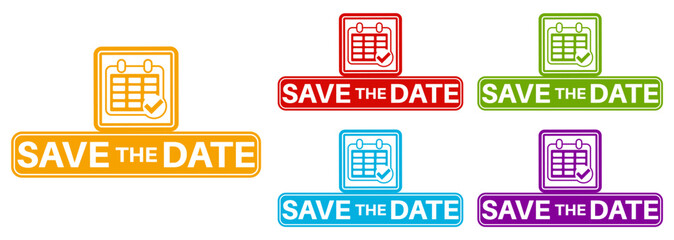 Set collections save the date colorful icon sign. date reminder labels design template Vector illustration