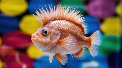 A close up of a fish with spikes on its head, AI