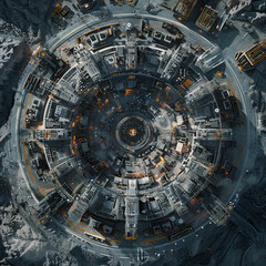 Obraz premium Post Apocalyptic Battle Map for RPG ,Map for Dungeons and Dragons,DnD map, Tabletop Role-Playing Games, Adventure Game Background, Top-Down View