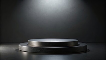 Black stone podium for elegant product display, stone, podium, black, display, product, elegant, modern, showcase