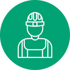 Factory Worker line circle icon