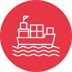 Cargo Ship line circle icon