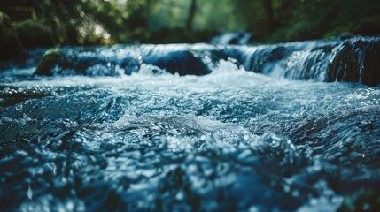 Fototapeta premium Background of water flowing in a river