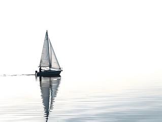 Serene Sailing Silhouette on a Tranquil Seascape