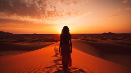 photograph of a radiant young woman with sun-kissed skin and flowing hair, her eyes sparkling with joy as she gazes out at the vast expanse of golden sand 