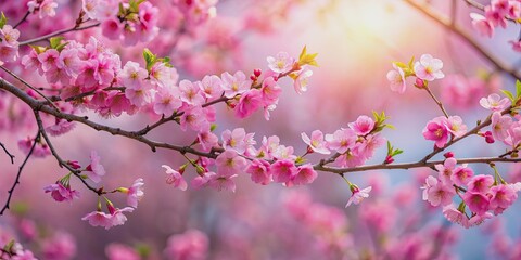Obraz premium Beautiful pink cherry blossoms on tree branches , spring, nature, flowers, bloom, garden, petals, delicate, seasonal, beauty, tree
