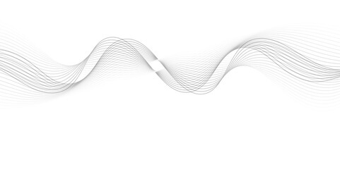 White wave curve lines banner background design. Abstract soft wave lines dynamic flowing gray light isolated background. Vector Illustration of the gray pattern of lines. Black stripes on white