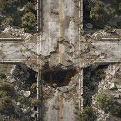 Post Apocalyptic  Battle Map  for RPG ,Map for Dungeons and Dragons,DnD map, Tabletop Role-Playing Games, Adventure Game Background, Top-Down View