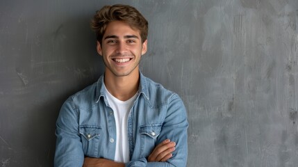 The man in denim shirt