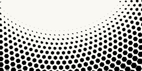 Hexagon Vector Abstract Geometric Technology Background. Halftone Hex Retro Simple Pattern. Minimal Style Dynamic Tech Wallpaper