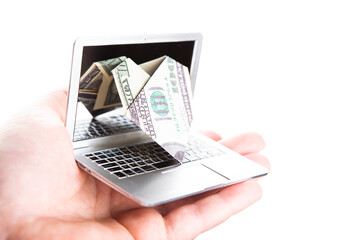 image of computer money banknote hand white background 