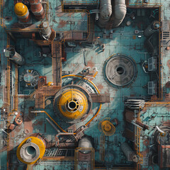 Post Apocalyptic  Battle Map  for RPG ,Map for Dungeons and Dragons,DnD map, Tabletop Role-Playing Games, Adventure Game Background, Top-Down View