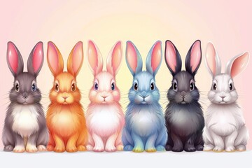 Fototapeta premium Draw vector illustration set character design of cute rabbit.Doodle style.