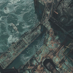 Post Apocalyptic  Battle Map  for RPG ,Map for Dungeons and Dragons,DnD map, Tabletop Role-Playing Games, Adventure Game Background, Top-Down View