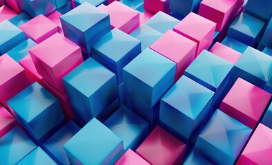 Obraz premium Abstract background with cubes blue and pink gradient