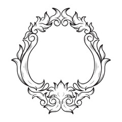 illustration art tattoo and t-shirt design black and white hand drawn circle engraving ornament frame vector