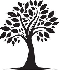 Set of black tree Silhouettes. Vector illustration isolated on white background