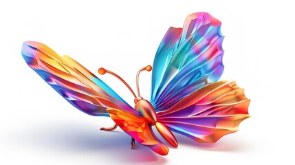 Obraz premium Illustration of Colorful 3d butterfly icon on white background 