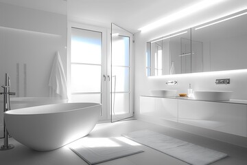 modern bathroom interior with bathtub