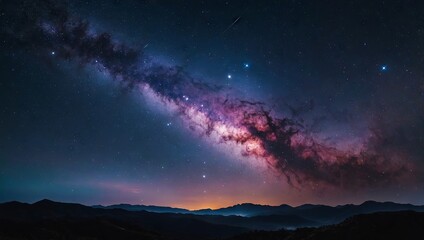 Fototapeta premium A vast, colorful nebula with shooting stars passing through