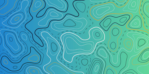 Luxury look abstract contour line map art background vector. Cyan color background topo contour map. Rendering abstract illustration.