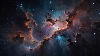 Obraz premium A dense nebula with emerging stars and celestial formations