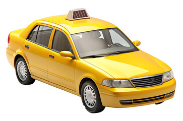 Obraz premium Yellow taxi car isolated on the PNG transparent Background