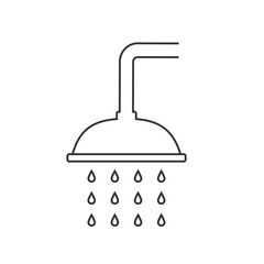 Shower head trickling water graphic icon. Douche sign isolated on white background. Shower or bathroom symbol. Vector illustration