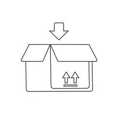 Shipping cardboard box icon. Delivery container with this side up arrows symbol. Vector illustration