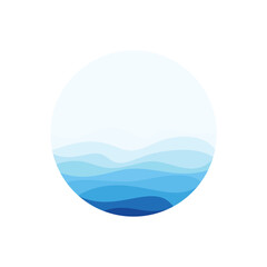 Watercolor Circle Background With Blue Wave logo design template