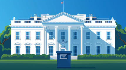 Obraz premium Poster art of a ballot box and white house, Voting, election, ballot box, U.S. presidential election