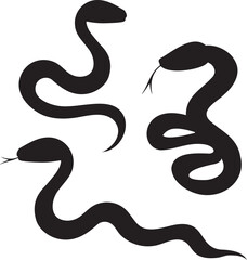 Black snakes silhouette. Isolated symbol. Vector illustration