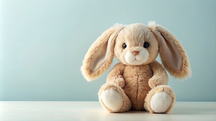Cute rabbit doll with long floppy ears and fluffy tail, rabbit, doll, plush, toy, fluffy, bunny, cute, soft, cuddly