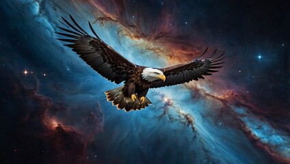 Fototapeta premium Nebula shaped like a majestic eagle soaring through space