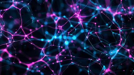 Obraz premium A colorful image of a network of blue and purple lines. Concept of complexity and interconnectedness, as the lines seem to be constantly moving and intertwining