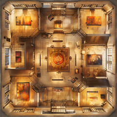 Modern Battle Map  for RPG ,Map for Dungeons and Dragons,DnD map, Tabletop Role-Playing Games, Adventure Game Background, Top-Down View