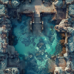 Modern Battle Map  for RPG ,Map for Dungeons and Dragons,DnD map, Tabletop Role-Playing Games, Adventure Game Background, Top-Down View