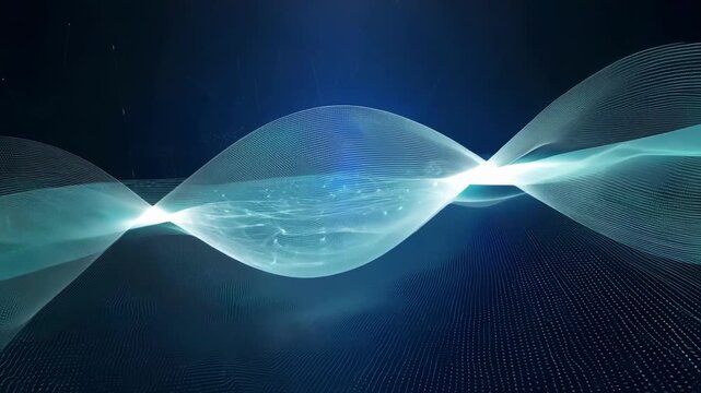 A symphony of particles moving in perfect synchronicity as they create a digital matrix that seems to sing with the sound of technology.