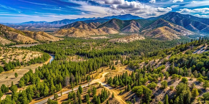 Aerial view of Thurman Flats in San Bernardino National Forest, Mill Creek, Yucaipa, Redlands, California