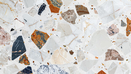 white terrazzo flooring texture background. Natural White marble texture for skin tile wallpaper luxurious background, terrazzo floor tile on cement surface