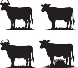 Cow silhouette collection - vector