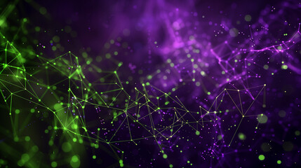 Obraz premium A purple and green background with many dots and lines