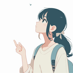 Vector of a teenager looking at the blue sky
