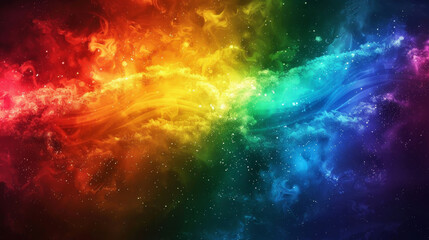 Fototapeta premium Creative art illustration of abstract paint colorful rainbow splashes in black space magic cosmos. Spiritual sky psychedelic watercolor background.