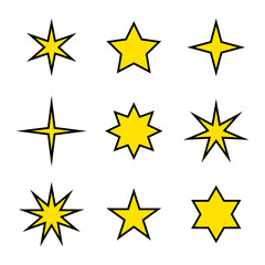 Star icon set in generic style. Stars sign symbol