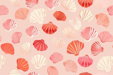 Hand drawn vector illustrations - seamless pattern of seashells. Marine background.. Beautiful simple AI generated image in 4K, unique.