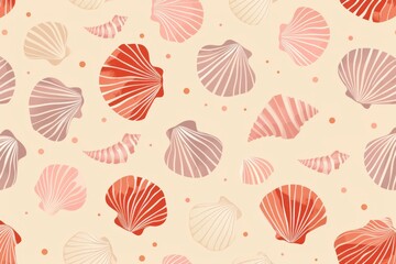 Top-down view of an assortment of stylized sea shells in a harmonious color palette. Beautiful simple AI generated image in 4K, unique.