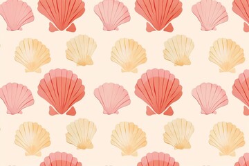 Marine Chic Shells, Dual-Tone Scallop Shells – Simple and Elegant. Beautiful simple AI generated image in 4K, unique.